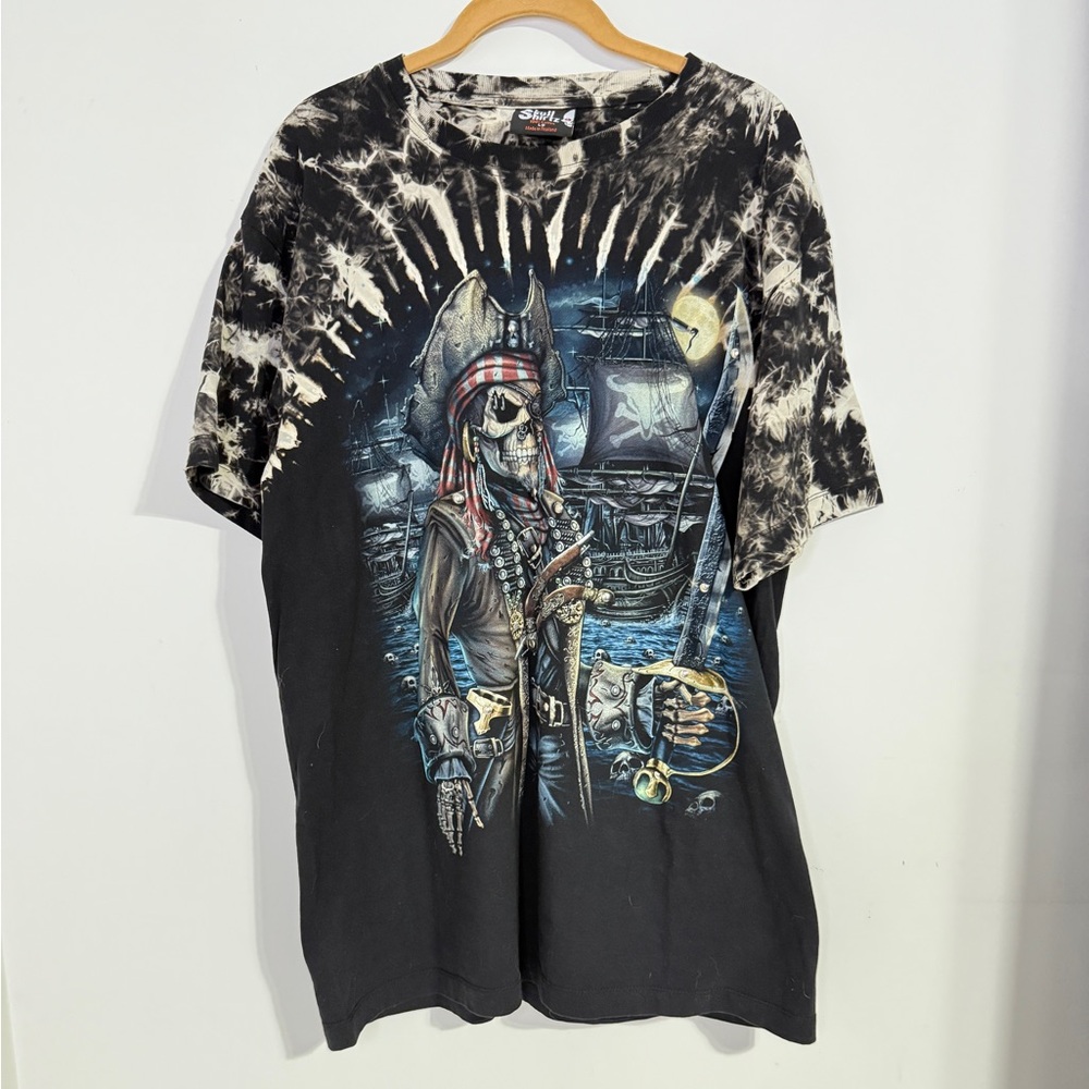 Skull Shirtz Treasure Island Pirate Glow in Dark men’s SZ L Black T-Shirt
